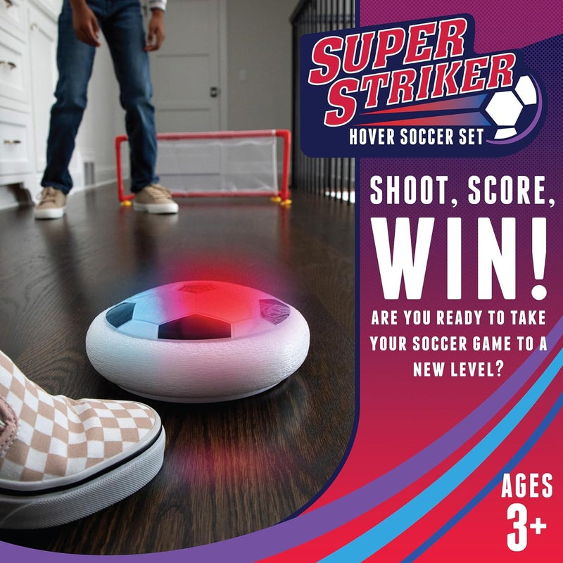 Mindware Super Striker Hover Soccer Ball Set - Indoor Soccer for Kids Ages 3 and Up - Flashing LED Lights - USB Charger - Includes 2 Sturdy Nets for 1 or 2-Player Indoor Games for Kids 8-12 - Image 4